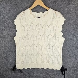Andrew Marc  Cream Sweet & Chic Scalloped Knit Vest